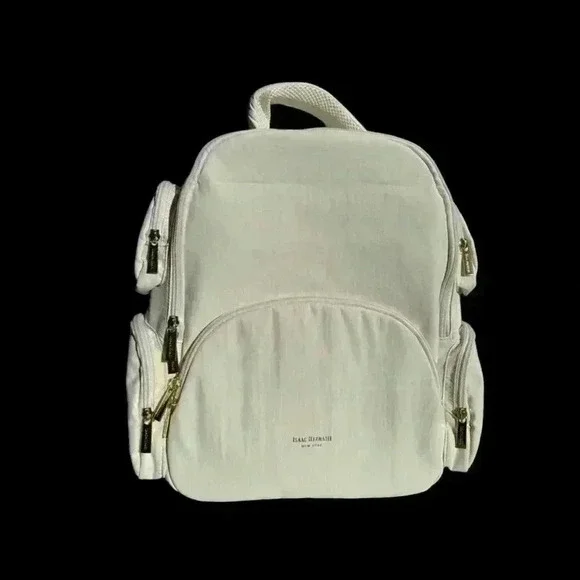 Isaac Mizrahi Multi-Pocket Cream Backpack - Picture 2 of 4